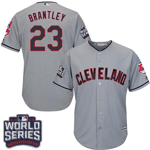 Indians #23 Michael Brantley Grey Road 2016 World Series Bound Stitched Youth MLB Jersey - Click Image to Close
